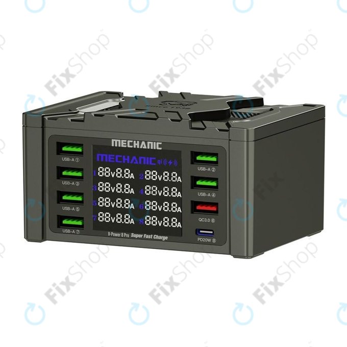 Mechanic V-Power 8 Pro - Station de charge USB avec USB-C, USB 3.0