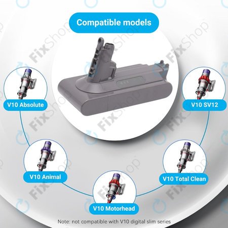 Dyson V10 - Batterie 969352-02, SV12, 206340 Li-Ion 25.2V 2600mAh