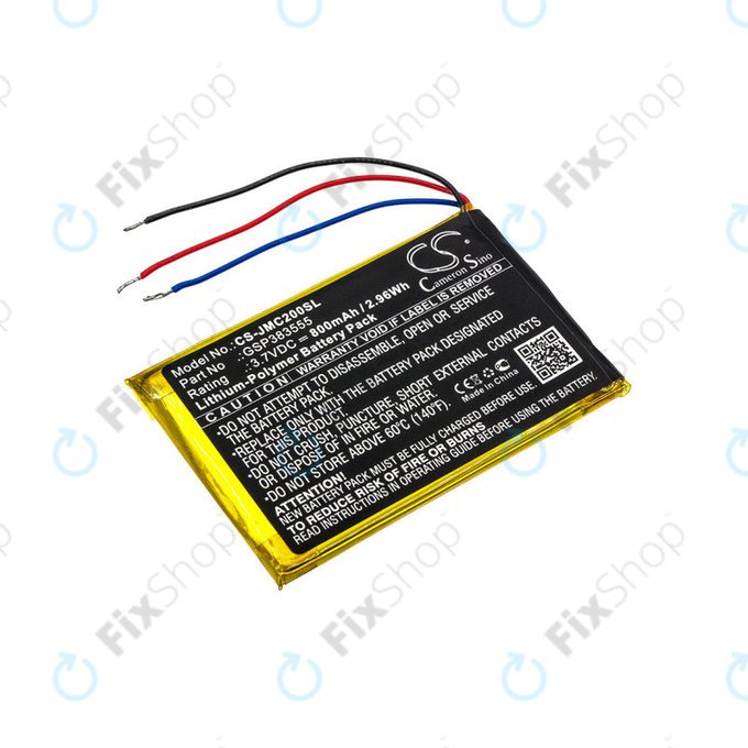 Batterie pour JBL Clip 2, 800mAh, Li-Pol, 3.7V, GSP383555, HQ