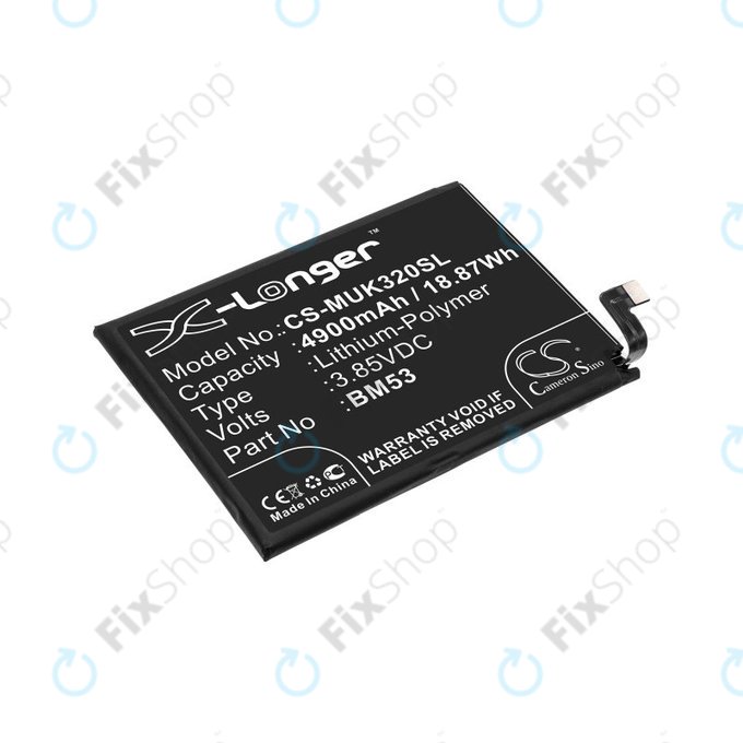 Batterie pour Xiaomi Mi 10T 5G M2007J3SY, 4900mAh, Li-Pol, 3.85 V, BM53, HQ