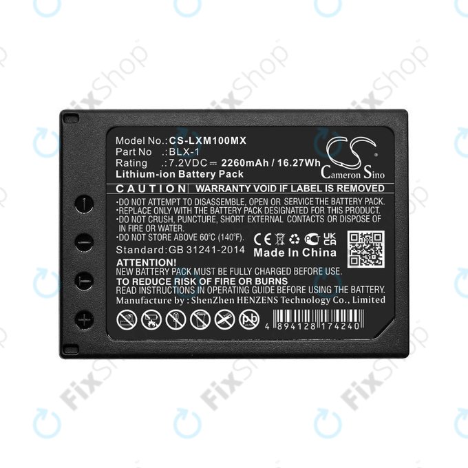 Batterie pour Olympus OM SYSTEM OM-1, OM-1 Mirrorless, 2260mAh, Li-Ion, 7.2V, BLX-1, HQ