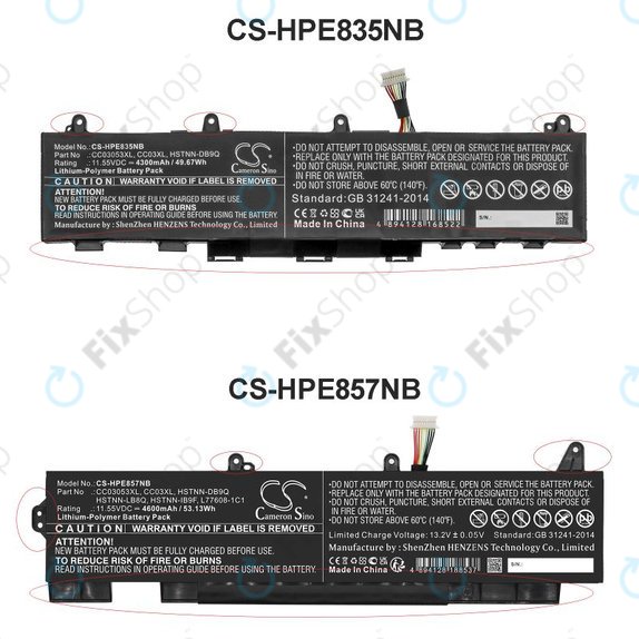 Batterie pour HP ZBook Firefly 15 G7, G8, EliteBook 855 G7, G8, 850 G7, G8, 4600mAh, Li-Pol, 11.55V, CC03053XL, HQ