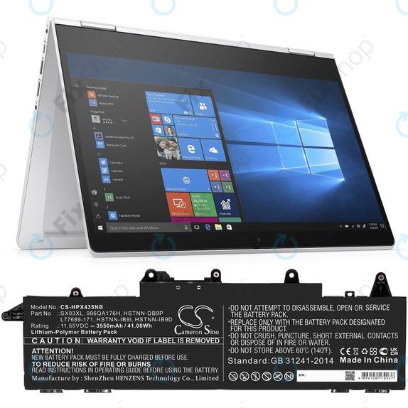 Batterie pour HP ProBook x360 435 G7, 3550mAh, Li-Pol, 11.55V, SX03XL, HQ