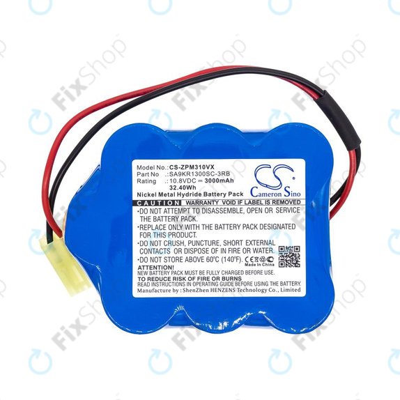 Batterie pour Zepter LMG-310, 9P-130, 3000mAh, Ni-MH, 10.8V, SA9KR1300SC-3RB, HQ