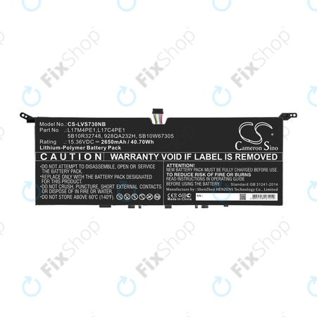 Batterie pour Lenovo IdeaPad 730-13, 2650mAh, Li-Pol, 15.36V, 5B10R32748, HQ