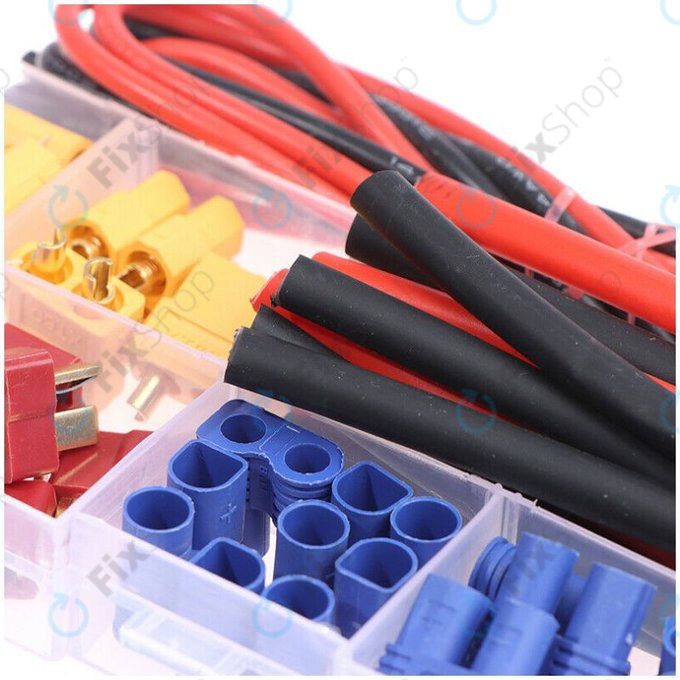 Amass - Kit de connecteurs de batterie (T-plug, EC3, XT60, T-plug, EC3, XT60, fil en silicone et gaine thermorétractable)
