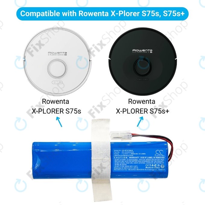 Rowenta X-PLORER S75s, S75s+ - Batterie SS-2230002528 Li-Ion 14.4V 2600mAh HQ