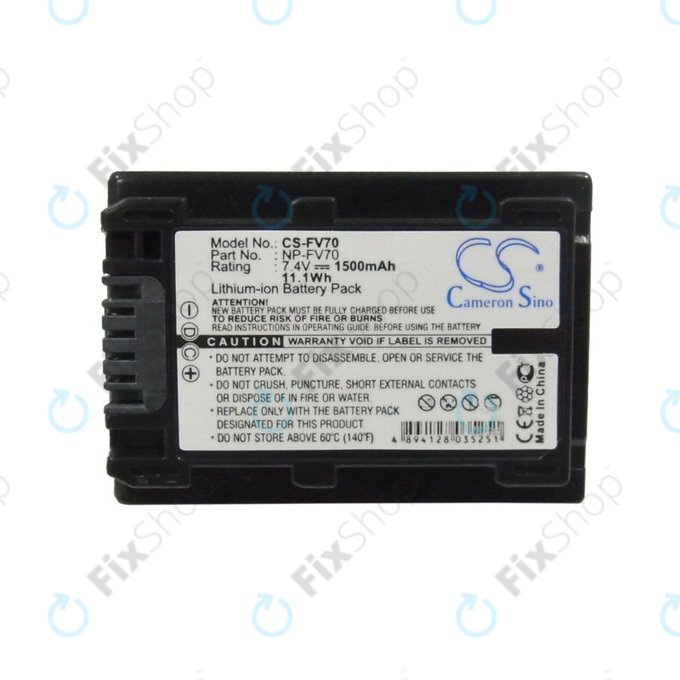 Batterie pour Sony DCR-DVD, HC, SR, HDR-CX, HC, PJ, XR, NEX-VG, 1500mAh, Li-Ion, 7.4V, NP-FV70, HQ
