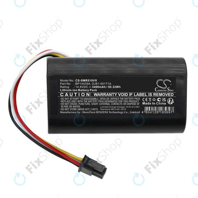 Batterie pour Samsung PowerBot-E, Eureka i5, Midea i5, i9, 3400mAh, Li-Ion, 14.8V, BP14435A, HQ