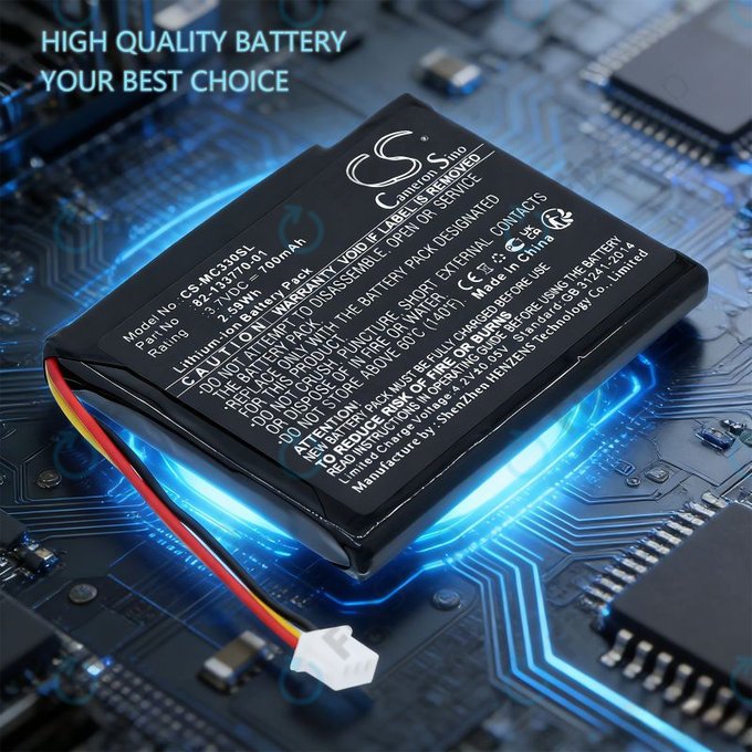 Batterie pour Motorola CS3070, CS3300, Zebra CS3070, 700mAh, Li-Ion, 3.7V, 82-133770-01, HQ