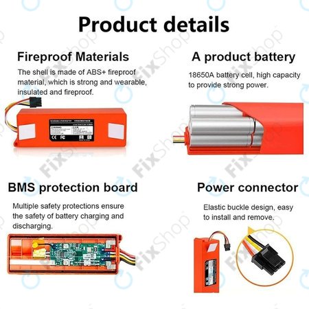 Xiaomi Roborock-series, Mi Robot Vacuum Mop 1S, Xiaowa-series - Batterie BRR-2P4S-5200S Li-Ion 5200mAh