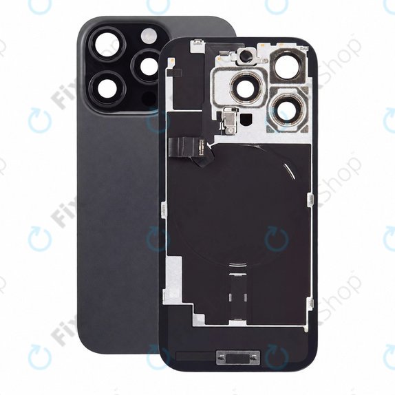Verre de coque arrière pour iPhone 16 Pro, Black Titanium, Pulled A