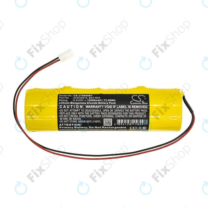 Batterie pour Jablotron JA80A, 12000mAh, Li-MnO2, 6V, 2CR34615, HQ