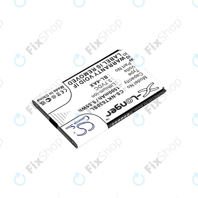 Batterie pour Nokia 6300 4G, Nokia 8000 4G, 1500mAh, Li-Ion, 3.7V, BL-4AX, HQ