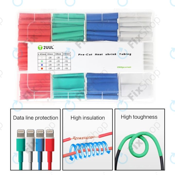 2UUL - Jeu de gaines thermorétractables prédécoupées (200pcs)
