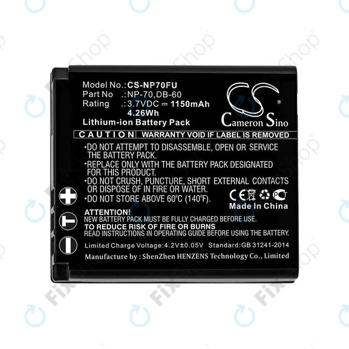 Batterie pour Panasonic Lumix DMC-FX01, 1150mAh, Li-Ion, 3.7V, CGA-S005, HQ