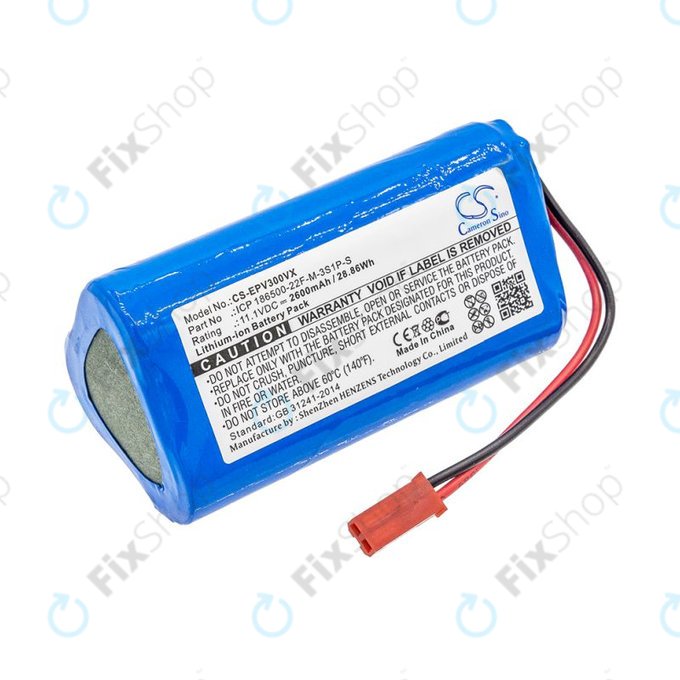Batterie pour Electropan ilife V5, V5s, 2600mAh, Li-Ion, 11.1V, ICP 186500-22F-M-3S1P-S, HQ