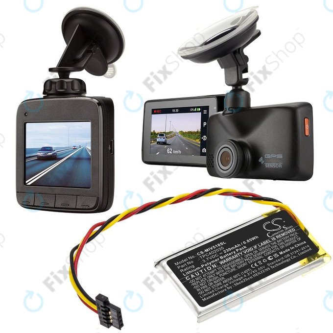 Batterie pour Mio MiVue 508, 518, 528, 538, 608, 618, 792, 230mAh, Li-Pol, 3.7V, TPC402035, HQ