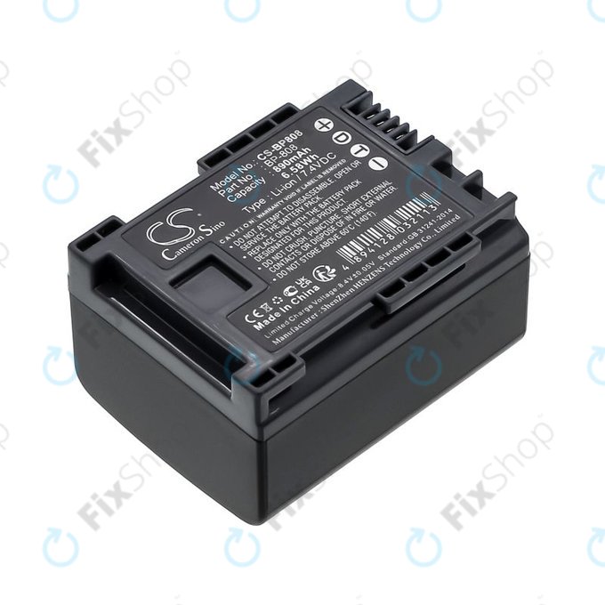 Batterie pour Canon FS10, FS11, FS100, 890mAh, Li-Ion, 7.4V, BP-808, HQ