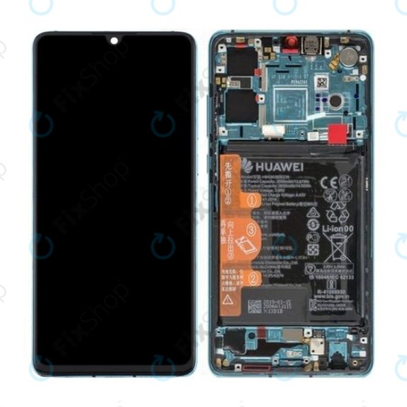 Huawei P30 - Écran LCD + Ecran Tactile + Cadre + Batterie (Aurora Blue) - 02352NLN, 02354HRH, 02354HNJ Genuine Service Pack