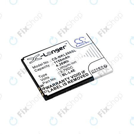 Batterie pour Nokia 2660 Flip 4G, 1150mAh, Li-Ion, 3.7V, BL-L4E, HQ