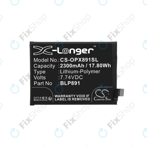 Oppo A52, A72, A92, Find X5 - Batterie BLP891 2300mAh HQ