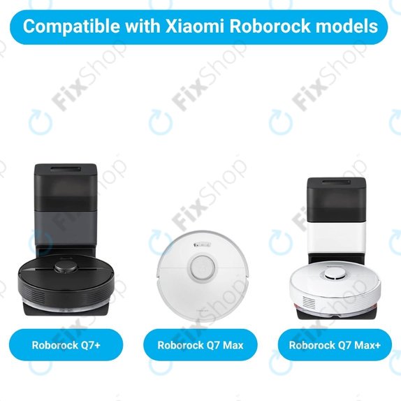 Kit de pièces de rechange pour Xiaomi Roborock Q7+, Q7 Max, Q7 Max+ (1x Brosse principale, 2x Filtre, 2x Brosse latérale – blanche)