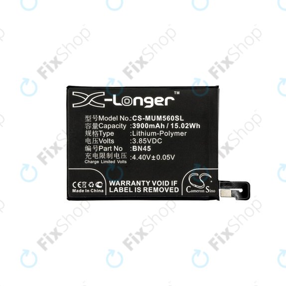 Batterie pour Xiaomi Redmi Note 5, Redmi Note 5 Pro, 3900mAh, Li-Pol, 3.85 V, BN45, HQ