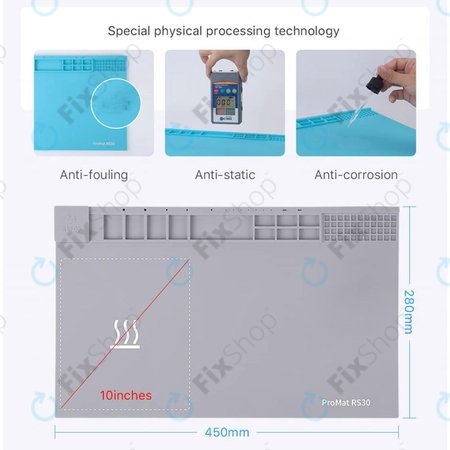 Refox ProMat RS30 - Coussin chauffant de réparation ESD - 45 x 28 cm