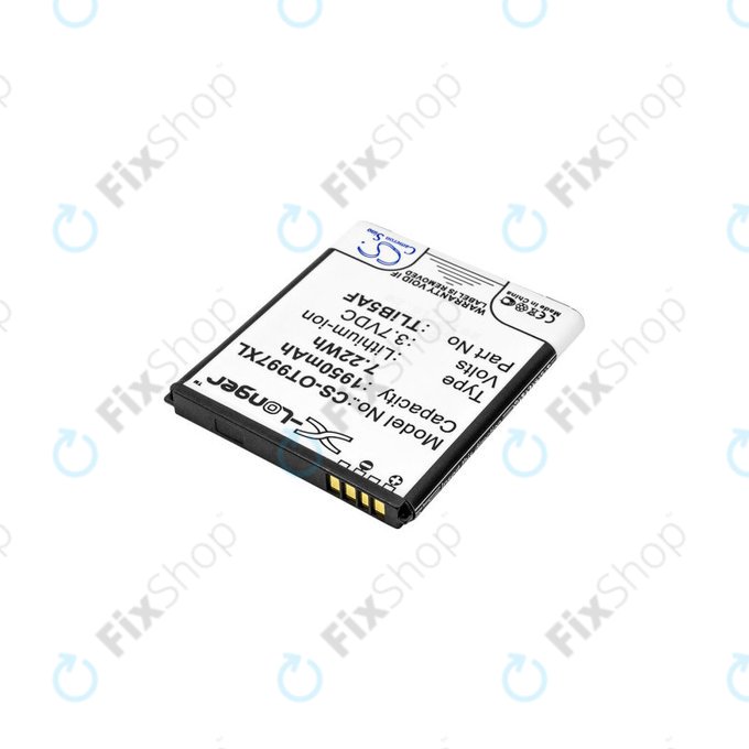Batterie pour Alcatel One Touch 997, X Pop, TCL S710, S800, 1950mAh, Li-Ion, 3.7V, TLiB5AF, HQ
