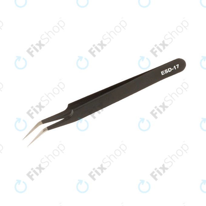 Vetus ESD-17 - Pince à épiler antistatique en métal à pointe incurvée (115 mm)