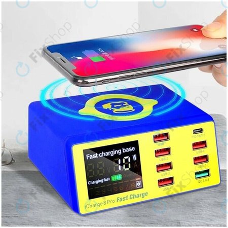 Mechanic iCharge 8 Pro - Station de recharge USB USB-C, USB 3.0 et chargeur sans fil