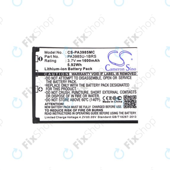 Batterie pour Toshiba Camileo X200, X400, 1600mAh, Li-Ion, 3.7V, PA3985, HQ