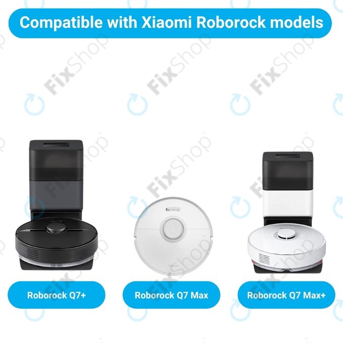 Kit de pièces de rechange pour Xiaomi Roborock Q7+, Q7 Max, Q7 Max+ (1x Brosse principale, 2x Filtre, 2x Brosse latérale – blanche)