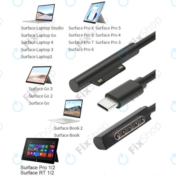 BY-006S - Câble d'Alimentation Multifonction pour Microsoft Surface Book, Go, Laptop, Pro, RT