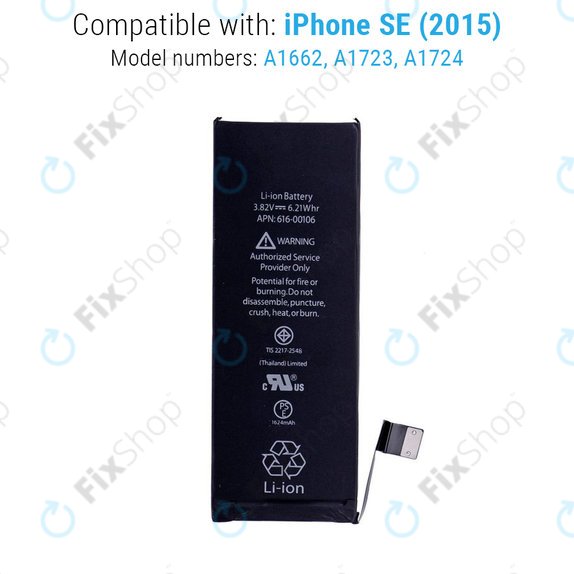 Batterie pour iPhone SE, 1624mAh