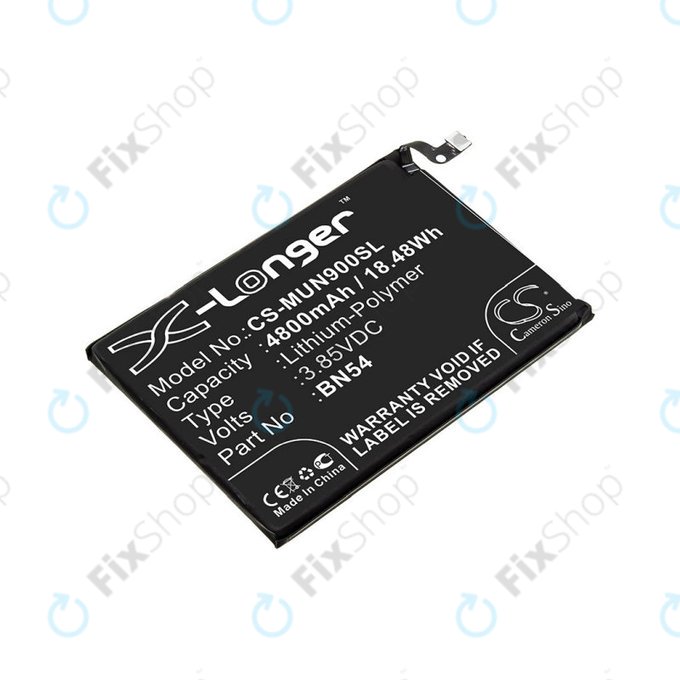 Batterie pour Xiaomi Redmi 9 M2004J19G, 4800mAh, Li-Pol, 3.85 V, BN54, HQ