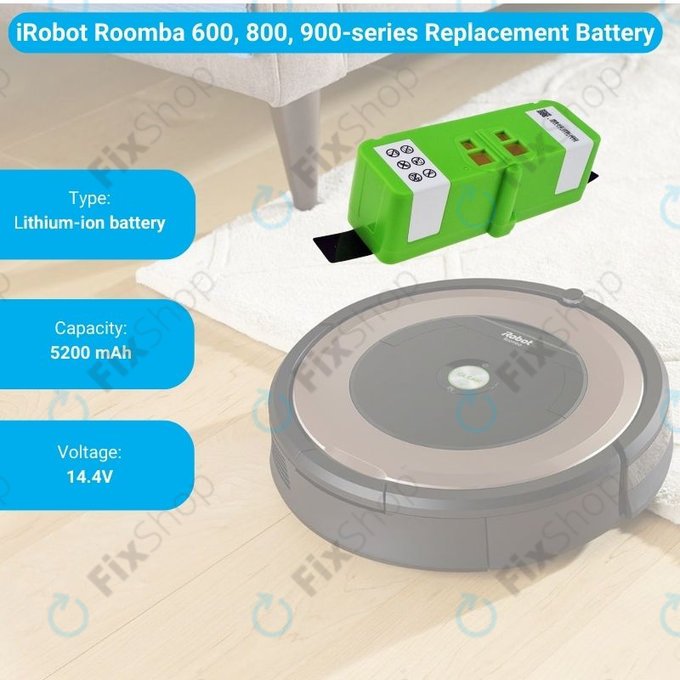 iRobot Roomba 600, 800, 900-series - Batterie 4502233, 4374392, 2130LI 14.4V 5200mAh HQ
