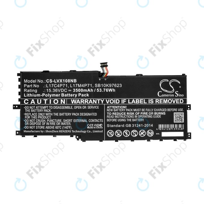 Batterie pour Lenovo ThinkPad X1 Yoga 2018, 3500mAh, Li-Pol, 15.36V, L17C4P71, HQ