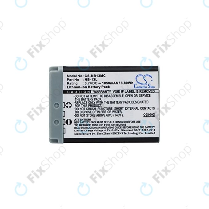 Canon Powershot G5X, G7X, G7X M2, G7X M3, G9X, G9X M2, PowerShot SX620HS, SX720HS, SX730HS, SX740HS - Batterie NB-13L Li-Ion 1050mAh HQ