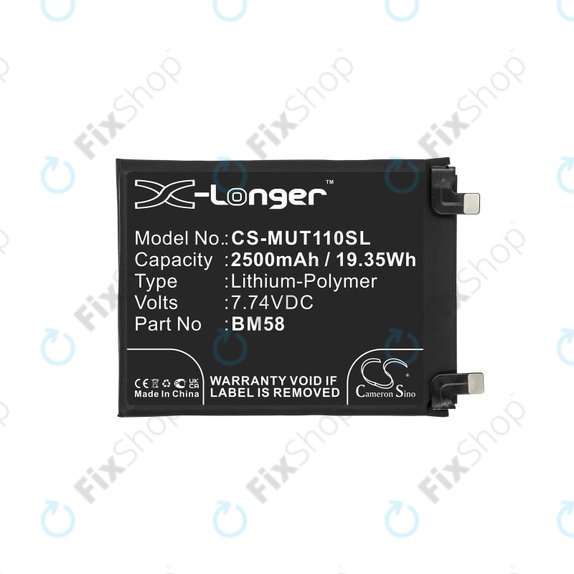 Batterie pour Xiaomi 11T Pro, 2500mAh, Li-Pol, 7.74 V, BM58, HQ