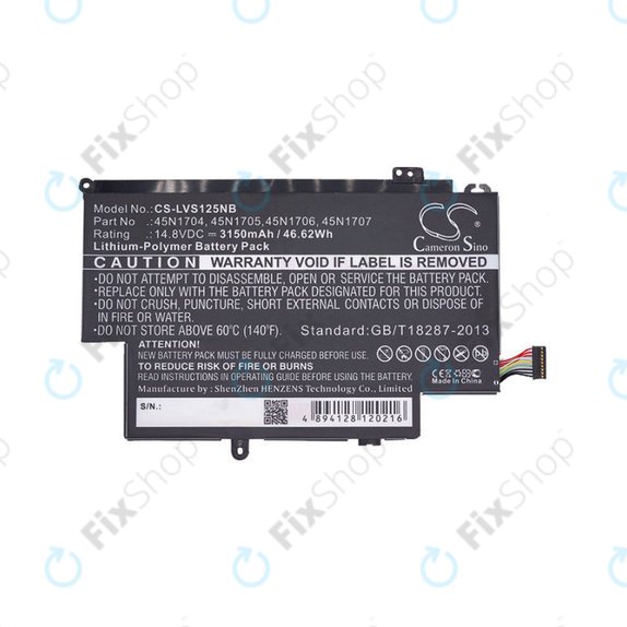 Batterie pour Lenovo ThinkPad Yoga 12, Yoga S1, 3150mAh, Li-Pol, 14.8V, 45N1704, HQ