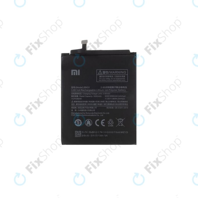 Xiaomi Redmi Note 5A, Redmi S2 (Redmi Y2) - Batterie BN31 3080mAh - 46BN31G05014 Genuine Service Pack