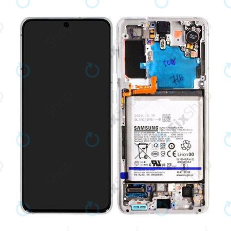 Samsung Galaxy S21 G991B - Écran LCD + Écran tactile + Cadre + Batterie (Blanc fantôme) - GH82-24716C, GH82-24718C Genuine Service Pack
