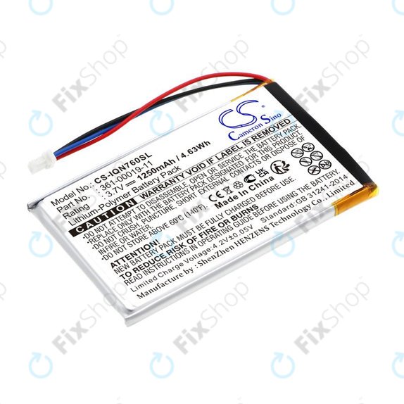 Batterie pour Garmin Nüvi 700, 710, 760, 765, Nuvi 3590, 1250mAh, Li-Pol, 3.7V, 361-00019-11, HQ
