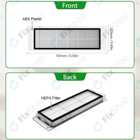Xiaomi Roborock S5, S5 Max, S6, S6 MaxV, S6 Pure, E4, E5, Mijia 1S, Mi Robot Vacuum Mop 1S, Xiaowa E2, E3, Lite C10 - Filtre anti-poussière (2pcs)