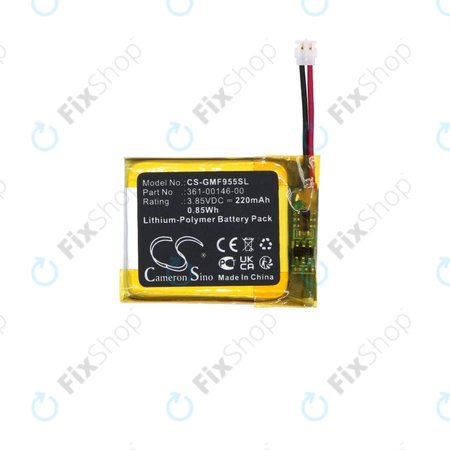 Batterie pour Garmin Forerunner 955 Solar, 220mAh, Li-Pol, 3.85V, 361-00146-00, HQ
