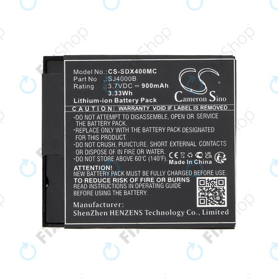 Batterie pour SJCAM SJ4000, SJ5000, 900mAh, Li-Ion, 3.7V, SJ4000B, HQ