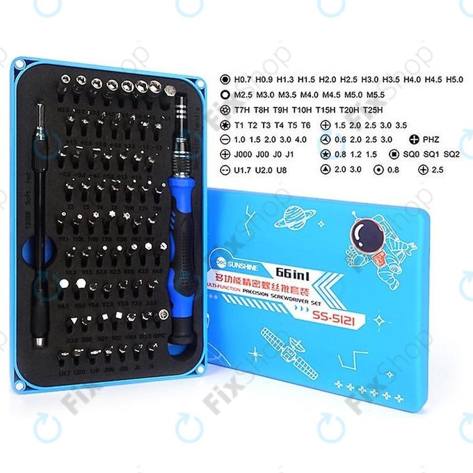 Sunshine SS-5121 - Kit de tournevis de précision et embouts 66en1
