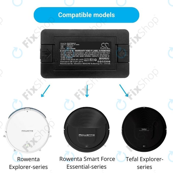 Rowenta Série Explorer, série Smart Force Essential, série Tefal Explorer - Batterie RS-RT900866 2600mAh HQ
